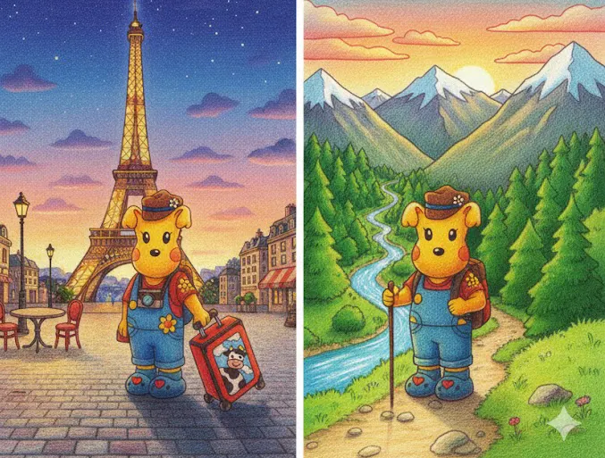 手繪轉AI景點旅行圖