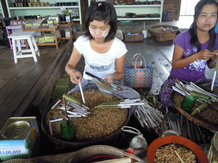 捲菸草的可愛女孩兒