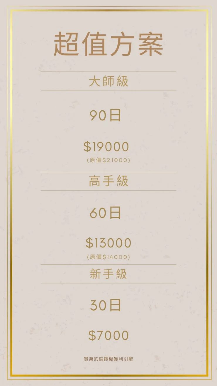 你在市場找不到這樣的價目表了,因為我這是有專門帶領練功的群組