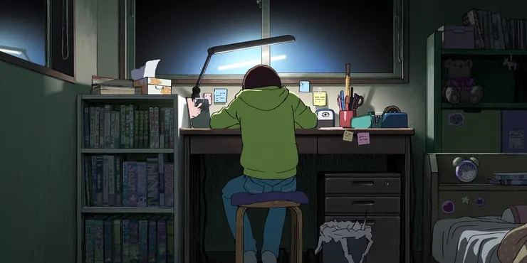 電影中讓觀眾跟著藤野的背影一起畫著漫畫。