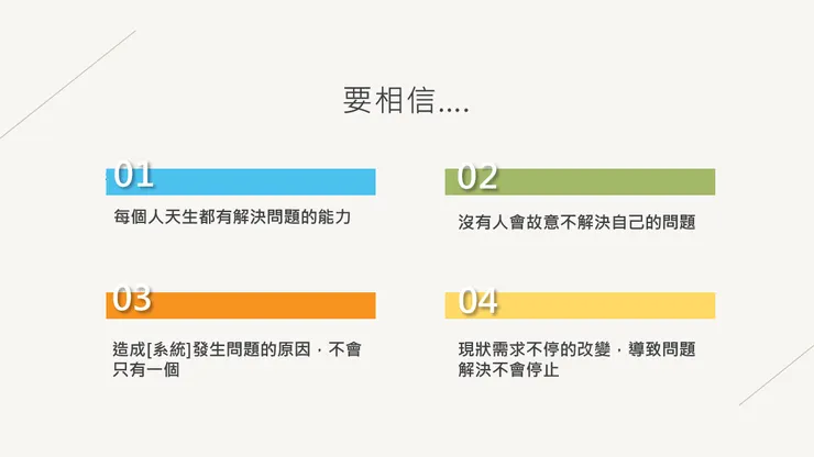 解決問題過程中要深信的事情