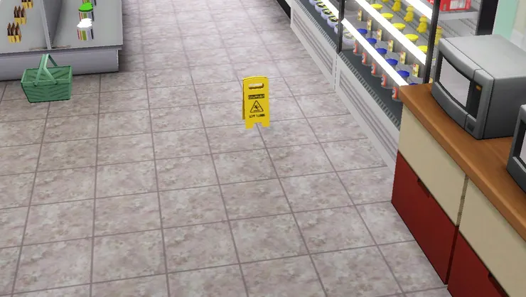 有人打翻東西的地方便會放警告牌子。