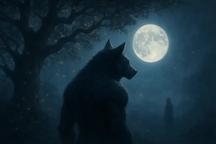 《狼影與月華》意象示意圖。〈本示意圖由AI協助生成。〉