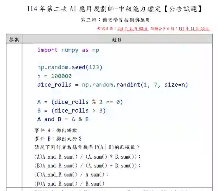 iPAS官網公告的AI中級題目-Python題目分析CCChen