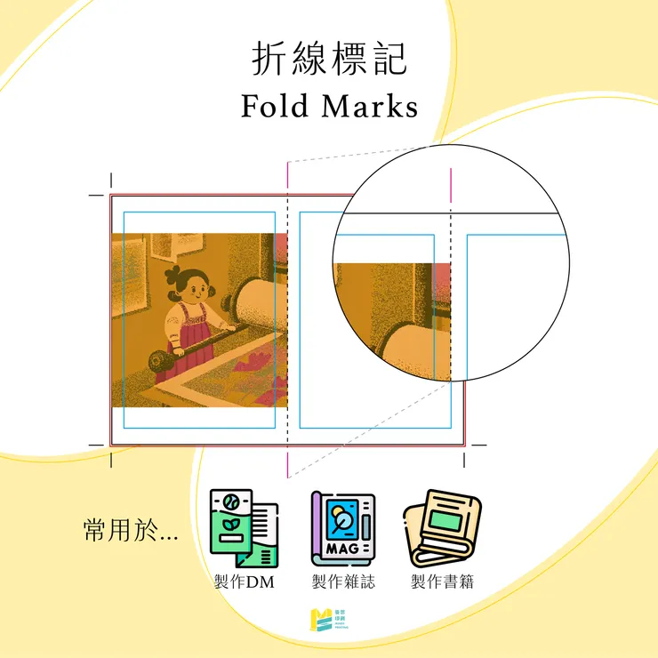 印刷品邊邊的線？超重要印刷標記一次看懂！ - 折線標記