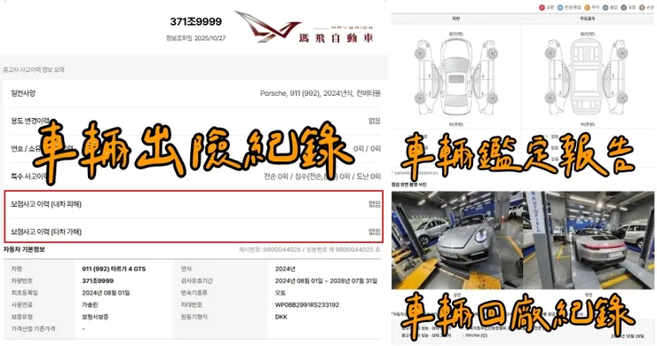 2024 PORSCHE 911 (992) Targa 4 GTS外匯車車況、鑑定報告、回廠紀錄。