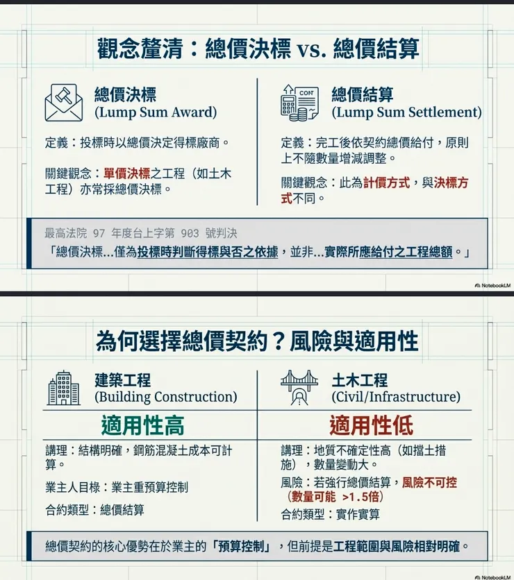 參考【理律學堂]工程總價契約爭議-梅芳琪 律師影片整理