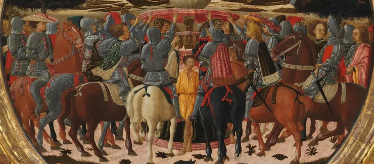 圖十六：《聲譽的勝利》的細節：騎士團舉手向天使效忠