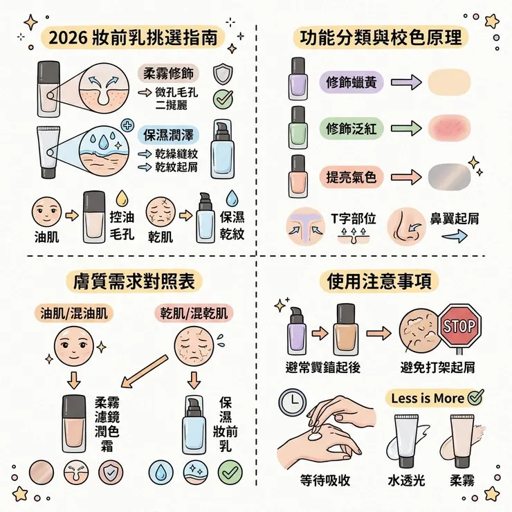 【妝前乳推薦】2026 毛孔乾紋先看✨ Dcard、Threads 常聊 7 款控油保濕校色怎麼選