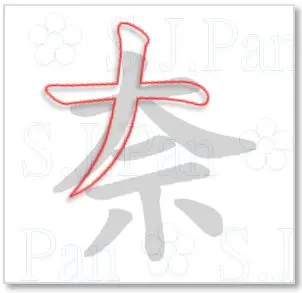 片假名「ナ」的字源是「奈」。