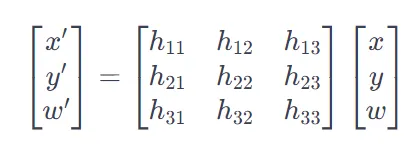 透視變換數學式