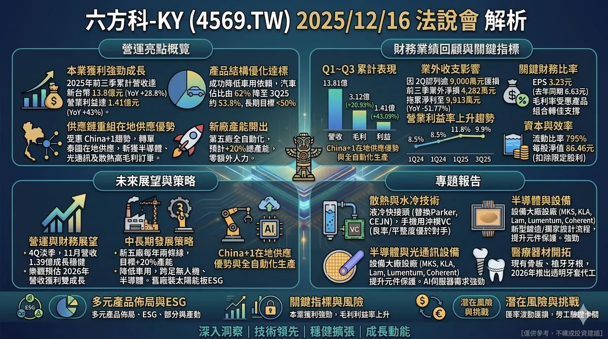 2025/12/16 六方科-KY (4569.TW) 法說會：前三季營業利益大增43%，積極
