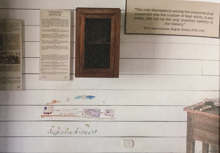 銀匠工房牆上的小火車塗鴉，翻拍自《在加勒比海遇見馬奎斯》第 49 頁。