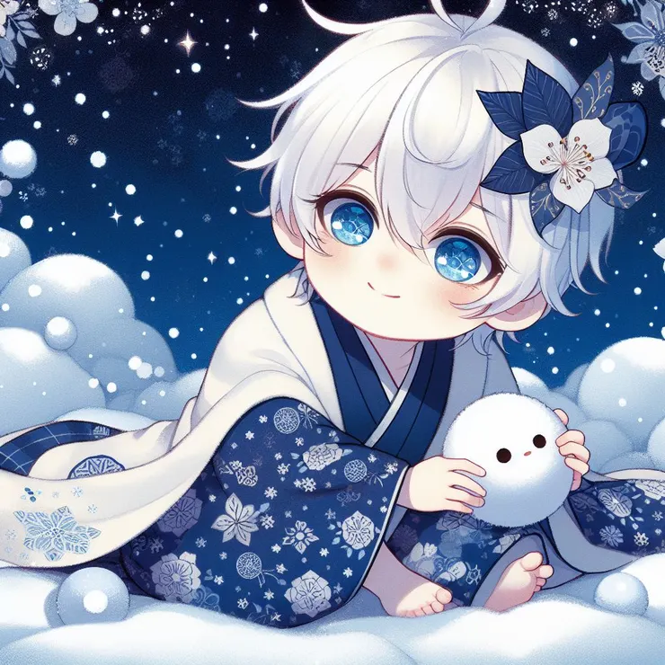 夜裡拿雪球的男孩（？）２