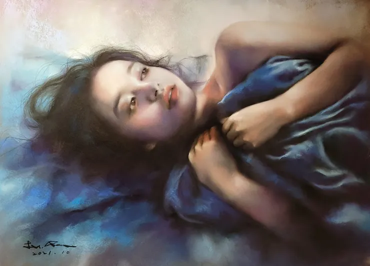 晚安 (媒材:粉彩)