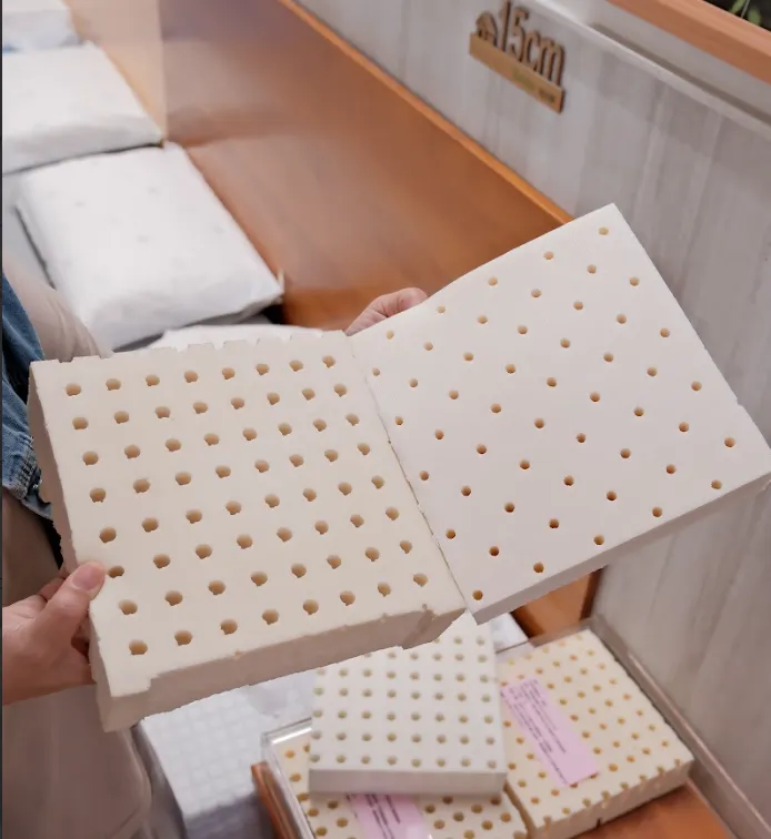 左邊：純天然乳膠 右邊：合成乳膠