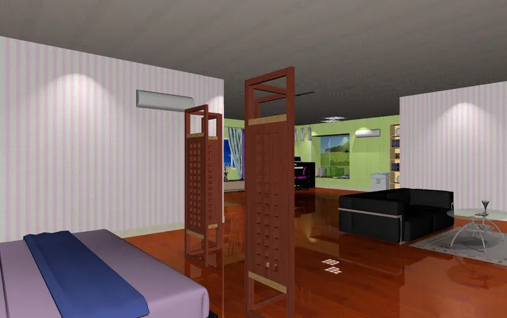 休息區的壁紙跟工作區完全不同，特意一邊很有活力，而另一邊很柔和。