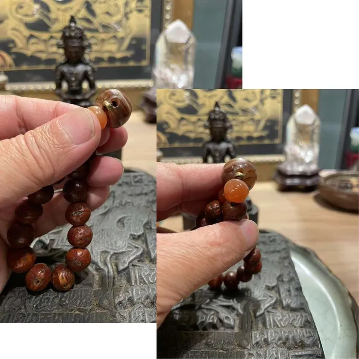 老纏絲瑪瑙(孤品:特殊雙眼中眼)搭配鳳眼菩提