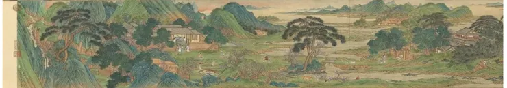 清乾隆 王炳《仿趙伯駒桃源圖》，1768，國立故宮博物院藏。（©國立故宮博物院）