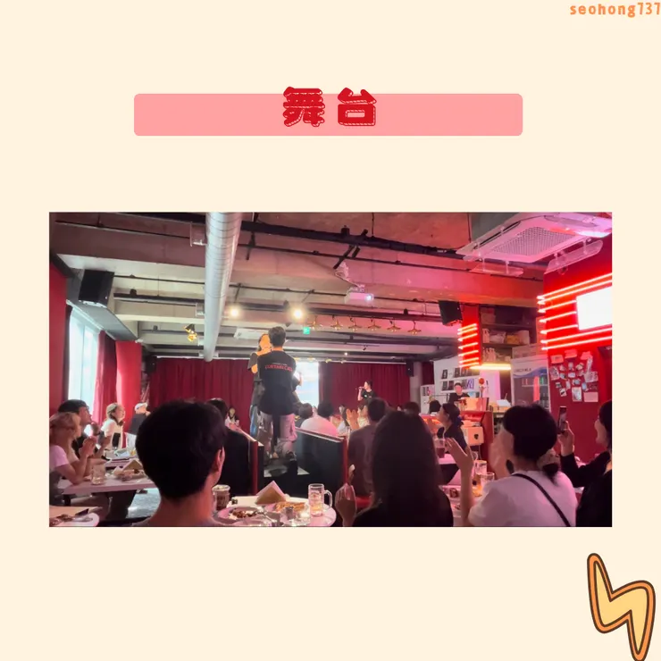 基本上裡面空間不大,先入場的客人會被安排在T台周圍,其次依序往外。