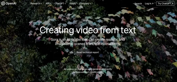 Sora網頁介面／取自Open AI