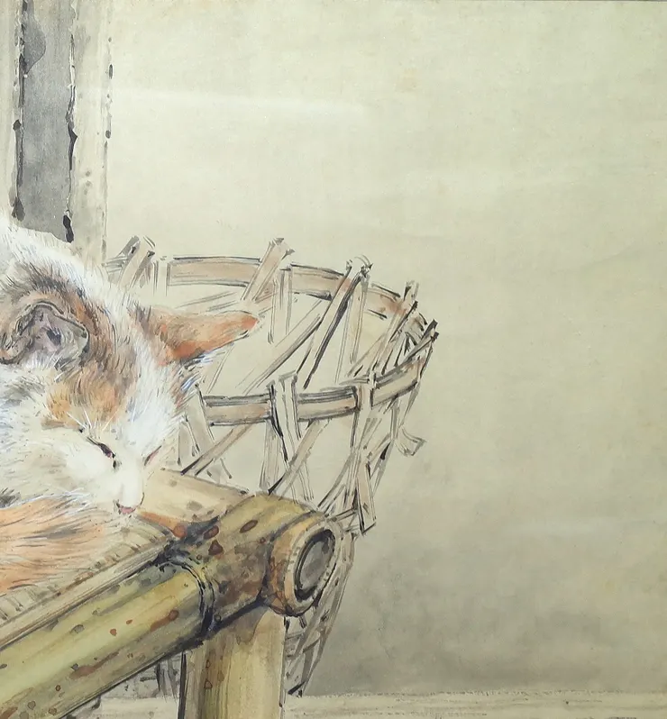 〈陽春日暖／冬日暖陽〉局部－竹籃