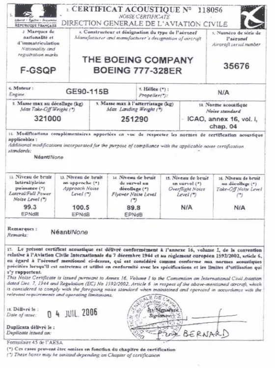 截錄自 ICAO Noise Certification Workshop