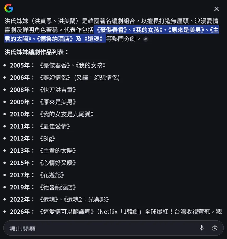 擅長奇幻路線的洪氏姊妹編劇作品