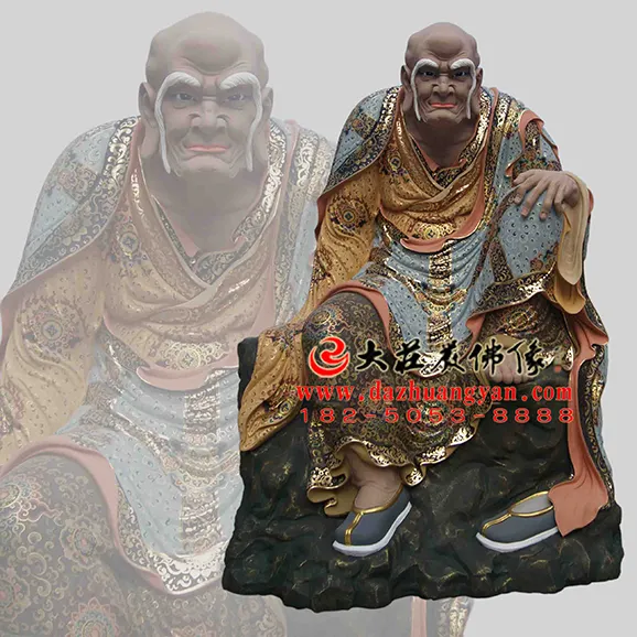 銅雕阿氏多尊者‌彩繪佛像