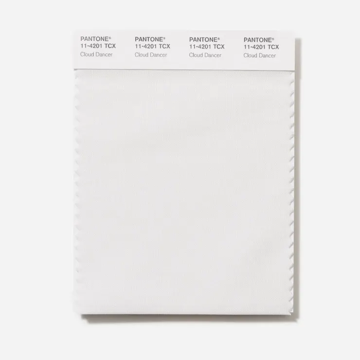 Pantone 2026 年度代表色 Cloud Dancer（雲舞者），以柔霧雲白的色調，成為新一季服裝與生活美學中安定感的視覺基準。（Photo: Courtesy of Pantone）