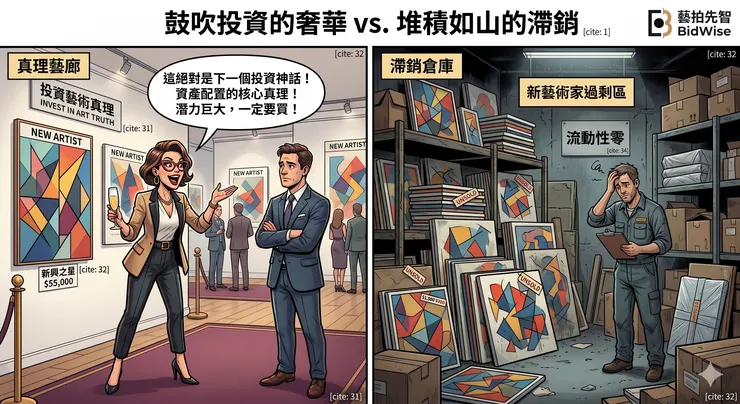 依靠社群或華麗的包裝鋒頭吹過後，大部分新進的藝術家作品都成為庫存與滯銷