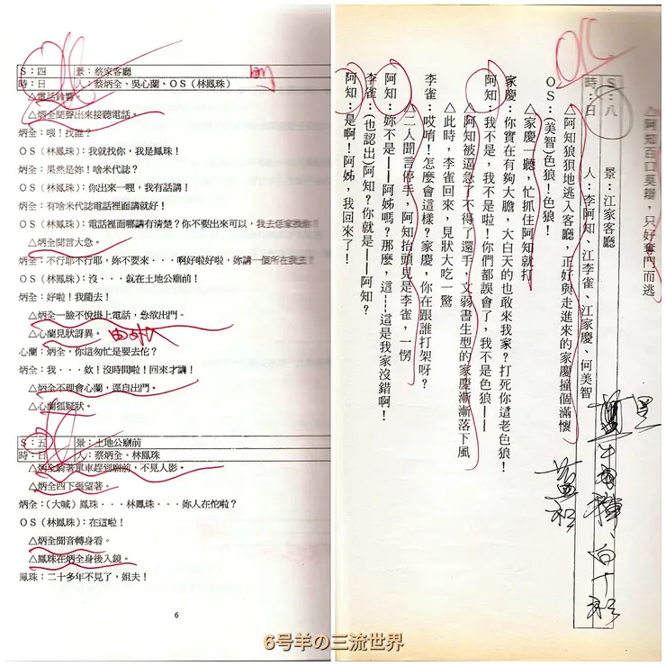 現今通行的橫書劇本格式（右側直書為過渡形式）
