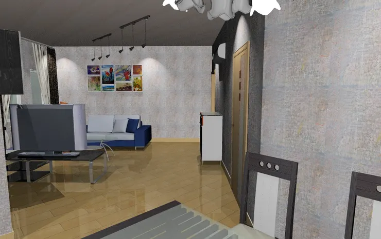 從這個角度看得到客廳的燈是射燈。