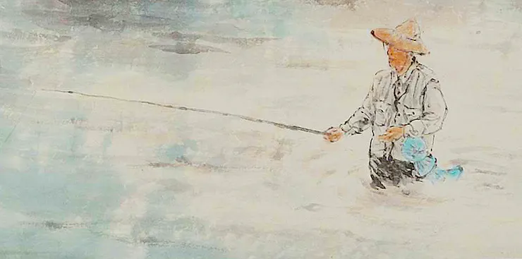 〈清溪垂釣〉局部－垂釣者