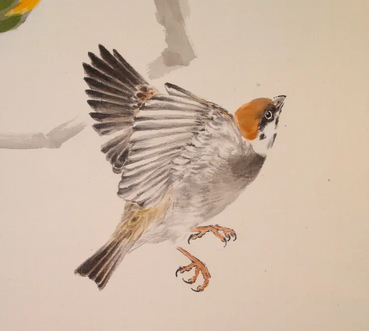 〈四月天晴〉局部－麻雀