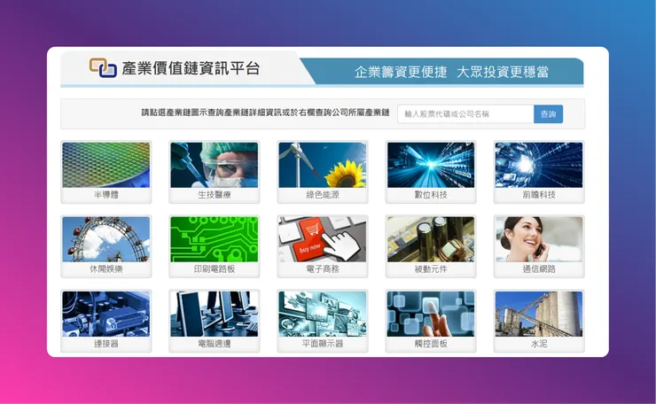 產業價值鏈平台網站截圖
