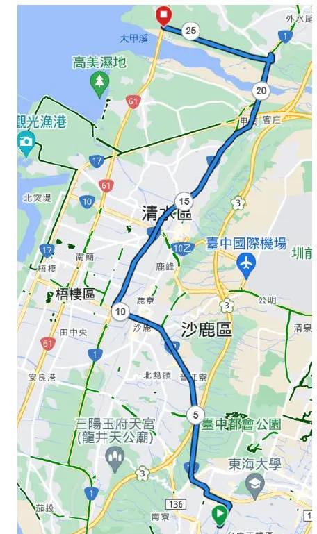 台中工業區前往南埔運動公園