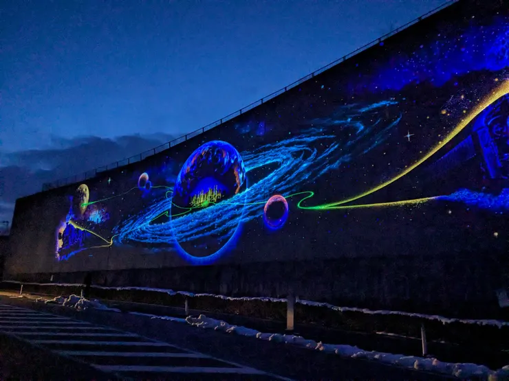 未來都市銀河地球鉄道壁畫