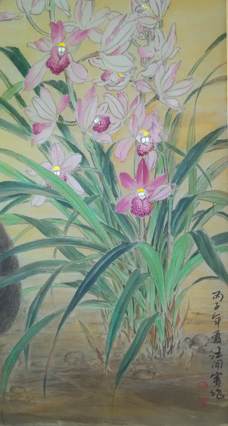 〈蘭圃春深〉局部－素心蘭