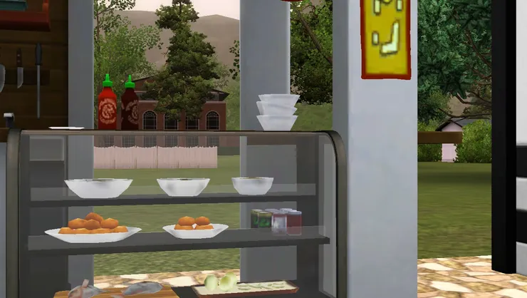 我很想讓大家看清楚攤檔內部。Sims畫得很逼真和仔細，值得細心欣賞。