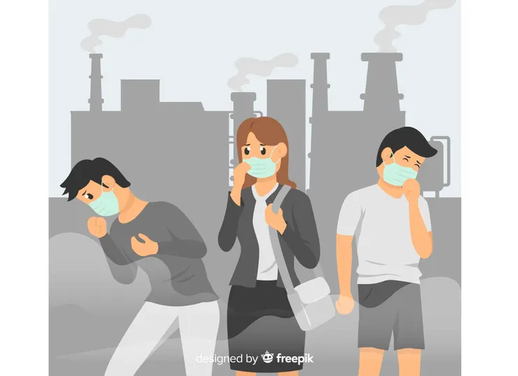 圖片來源:Freepik-People living in a city full of pollution