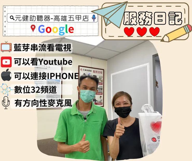GOOGLE搜尋:元健助聽器-高雄五甲店