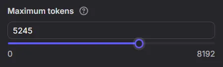 ”Maximum tokens”(設定output包含的最大tokens數)