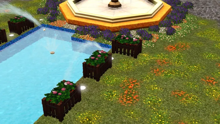 水池旁的花槽用來防止遊人--特別是小孩掉進去。