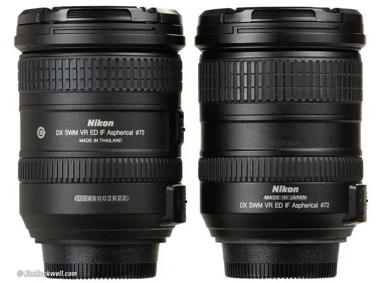 Nikon AF-S 18-200mm VR 2代鏡(左)與1代鏡(右)