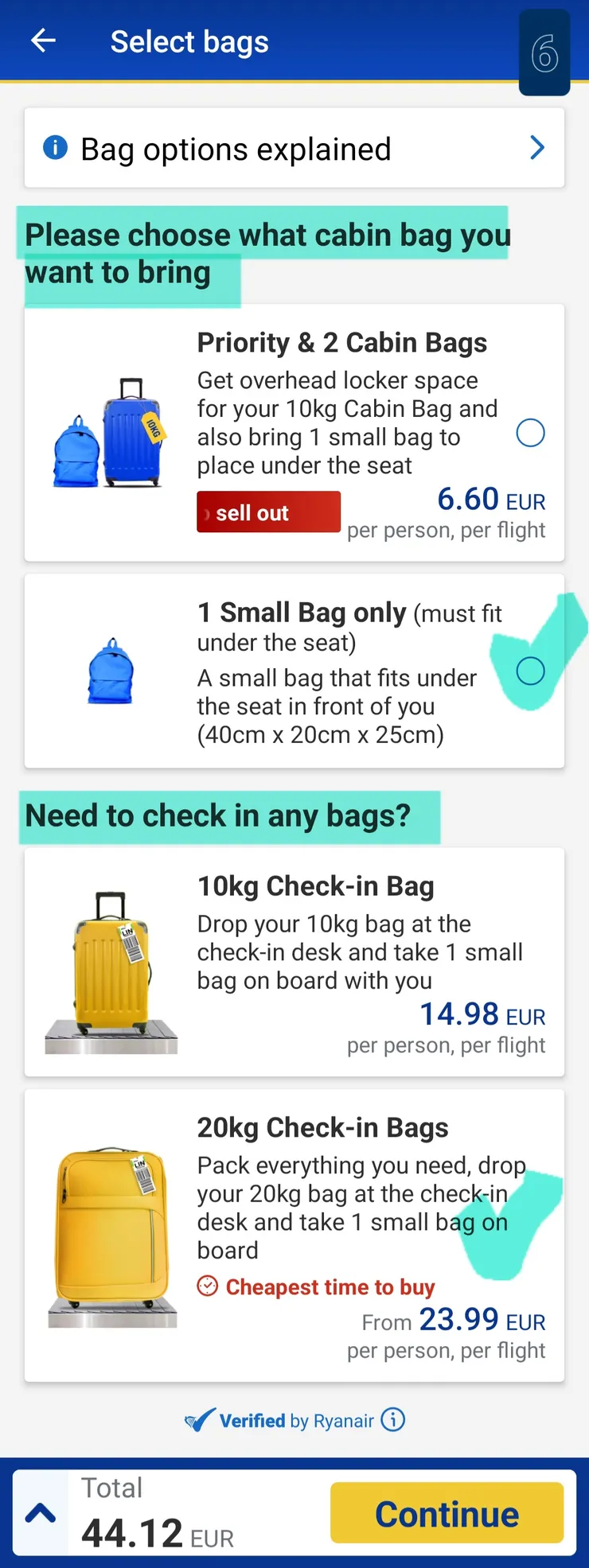 選擇加購托運行李