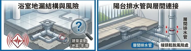 排水管鬆脫導致漏水(示意圖)
