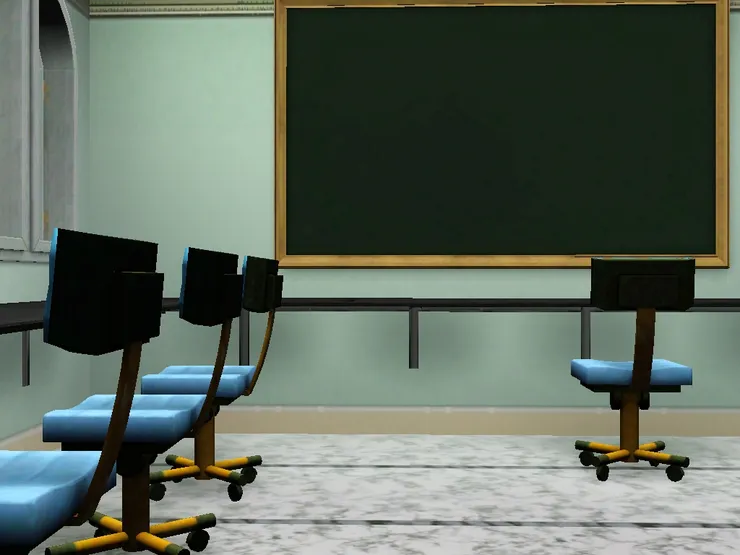 不過導師要過去寫黑板的話，會被桌子礙著...但桌子可以摺起，所以可以很順利地過去寫。