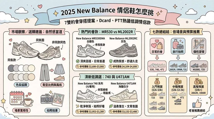 2025 New Balance 情侶鞋怎麼挑 ✨ 7雙約會穿搭提案，Dcard、PTT熱議低調情侶款