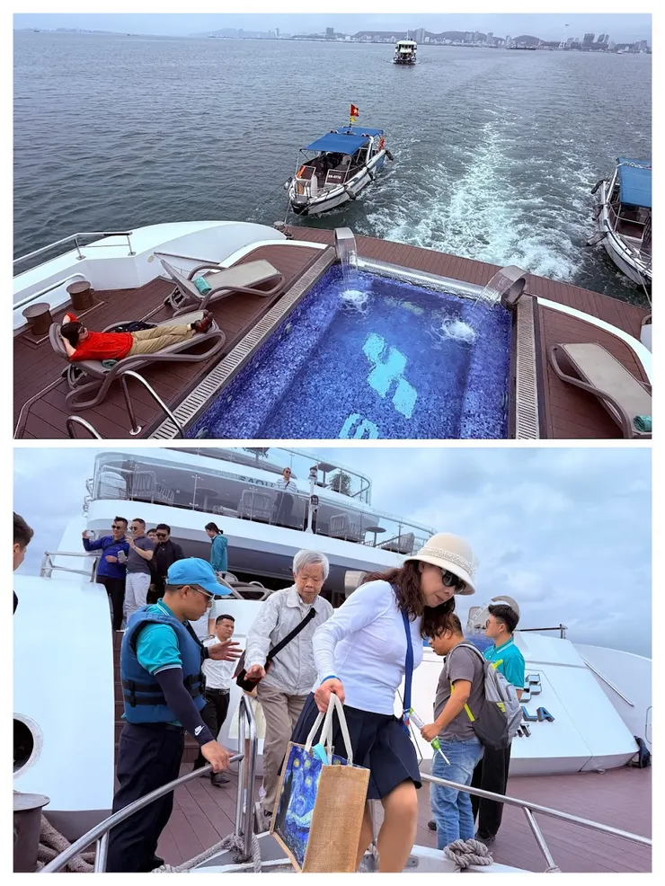 搭上郵輪自帶小船到驚訝洞